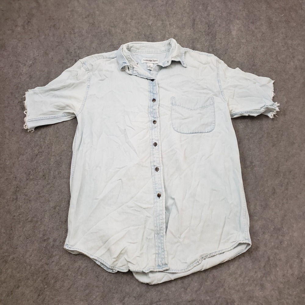 Cambridge Shirt Womens Medium Blue Button Up Outdoor Denim Chambray Light Wash